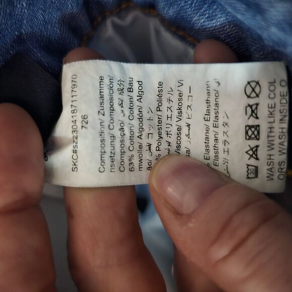 1990's Vintage Vibe Denim Button Down Double Pocket Trucker Blue Dress Size 14 - Picture 15 of 15